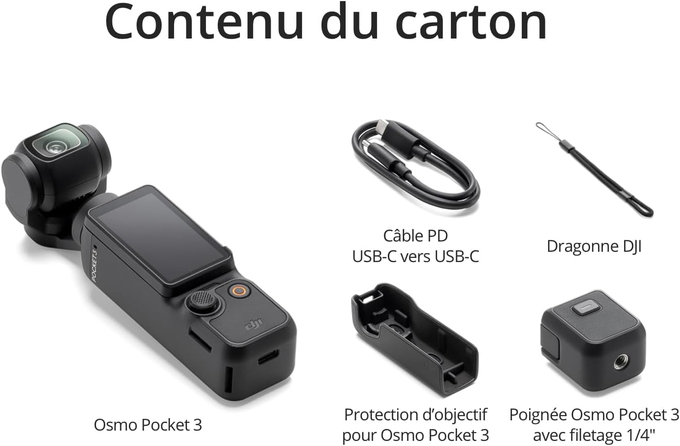 DJI Osmo Pocket 3 – Caméra portable avec Stabilisation à 3 axes – 4K