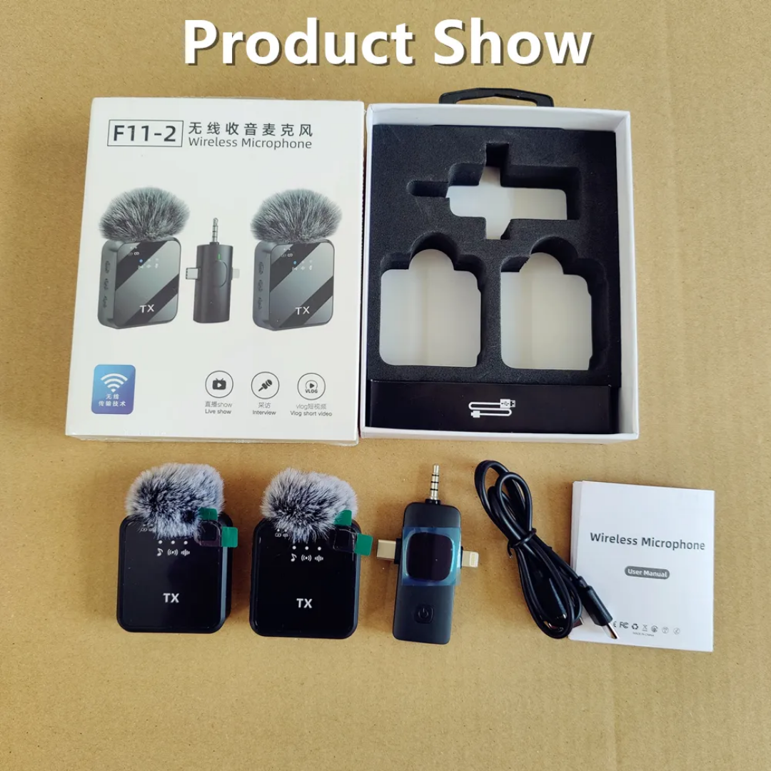 Microphone F11-2 sans fil 3 en 1  pour Téléphone et Ordinateur