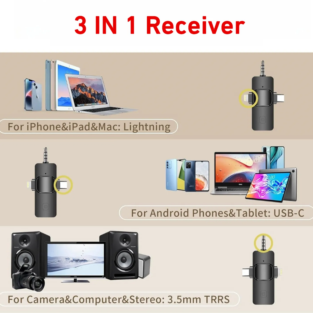Microphone F11-2 sans fil 3 en 1  pour Téléphone et Ordinateur